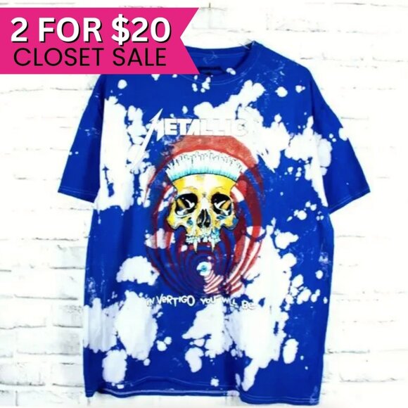 Metallica Vertigo Skull Blue Tie Dye Band T‎ Shirt Unisex Licensed Merch Large - Picture 1 of 6